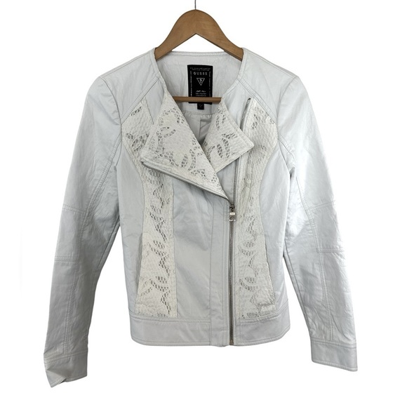 Vintage Guess Callie White Vegan Leather Moto Jacket - Picture 3 of 12